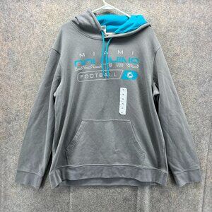 Miami Dolphins Hoodie Men XL Gray Aqua Football Pullover Jacket NFL Team Apparel